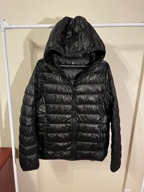 Uniqlo Black Quilted Down Puffer Jacket with Hood, Women’s large
